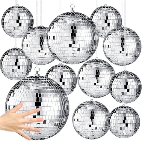 Amazon.com: Libima 12 Pack Large Disco Ball Bulk Silver Hanging Mirror ...