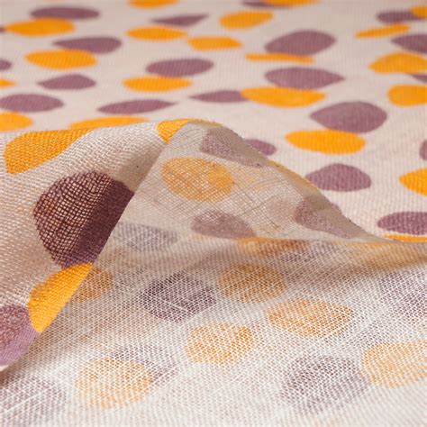 Buy Multi Color Geometric Pattern Digital Print Gauge Linen Fabric ...