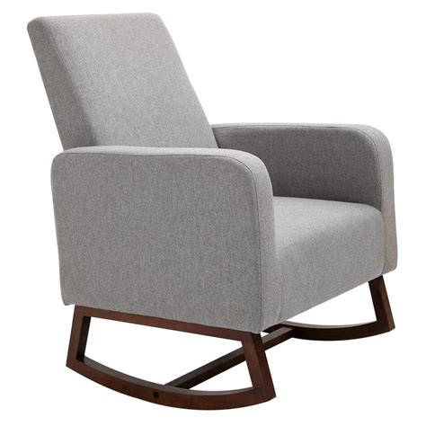 Buy Modern Grey Accent Lounge Rocking Chair with Solid Curved Wood Base ...