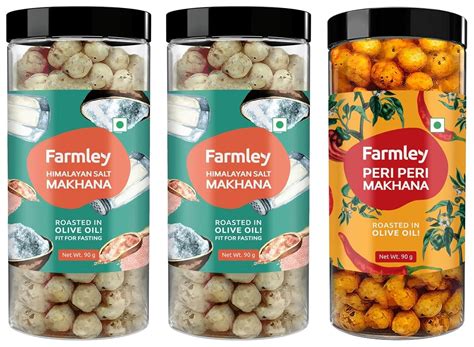 Farmley Roasted & Himalayan Salted Makhana Jar, Crispy & Healthy 180G ...