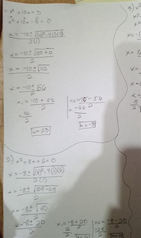Solving quadratic equation using quadratic formula 1. x² + 10x = 32. x² ...
