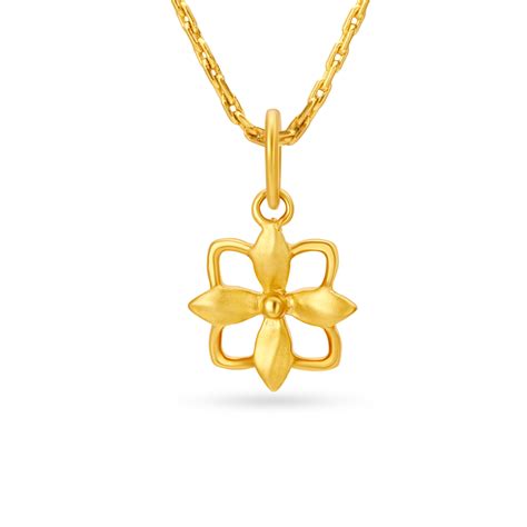 Graceful Flower Shaped Gold Pendant For Kids