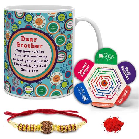 Buy Indigifts Ceramic Crystal Mug with Rakhi Roli and Greeting Card ...