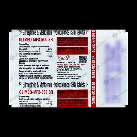 GLIMED MF 3/500SR TABLET 10'S Price, Uses, Side Effects & Substitutes ...
