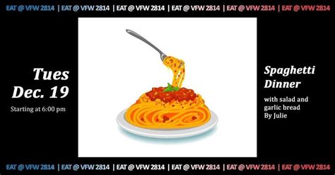 Dinner: Spaghetti, VFW 2814 Atascadero, CA, December 19 2023 | AllEvents.in