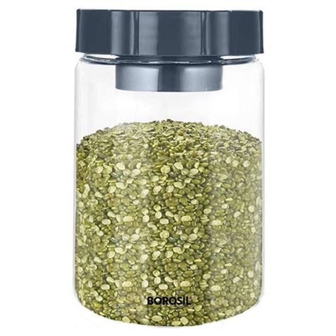 Buy Borosil EasyScoop Endura Airtight Glass Storage Jar With PP Gray ...