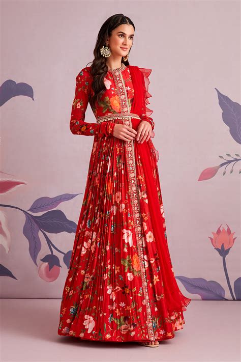 Shop Red Long Anarkali Dress – Ridhi Mehra