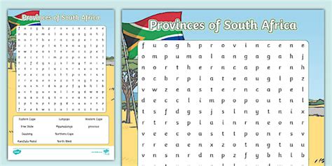 Provinces of South Africa Word Search (teacher made)