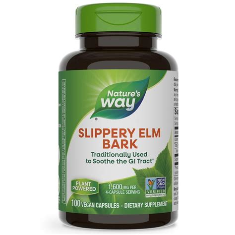 Nature's Way Slippery Elm Bark 400mg Dietary Supplement Capsules ...