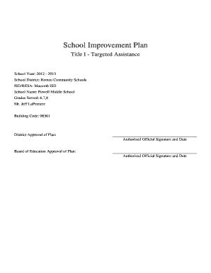 Fillable Online romeo k12 mi School Improvement Plan - Romeo Community ...
