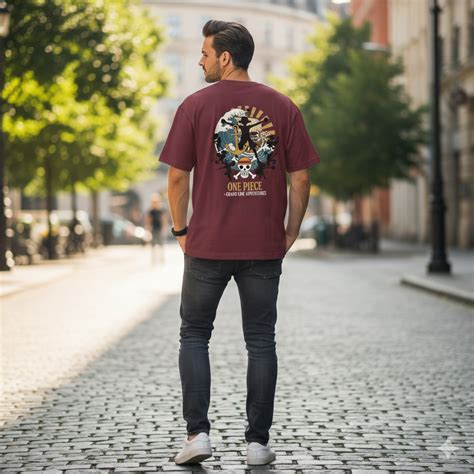 PREMIUM GRAND LINE ADVENTURES GRAPHIC PRINT OVERSIZED T-SHIRT - BRICK ...