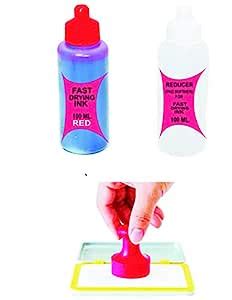 NOZOMI RED Fast Drying Batch Marking Ink with a Blank Stamp Pad (100 Ml ...