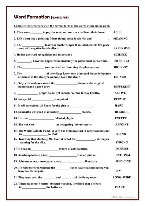 Word Form Exercise 的图像结果