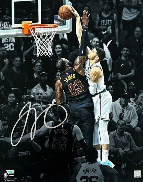 Jayson Tatum Celtics Signed Dunk Over LeBron James Spotlight 16x20 ...