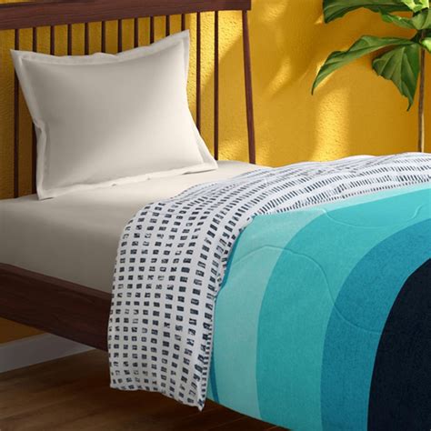 Buy PORTICO Hashtag Blue Printed Cotton Single Comforter - 152x220cm ...