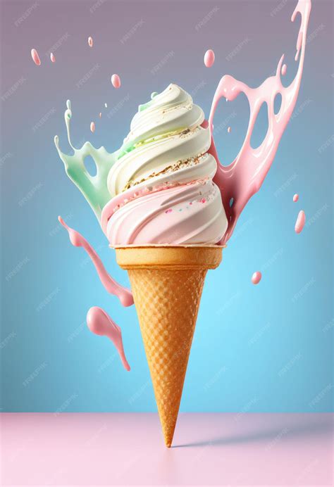 Premium Photo | Ice cream in the cone with sprinkle on isolated ...