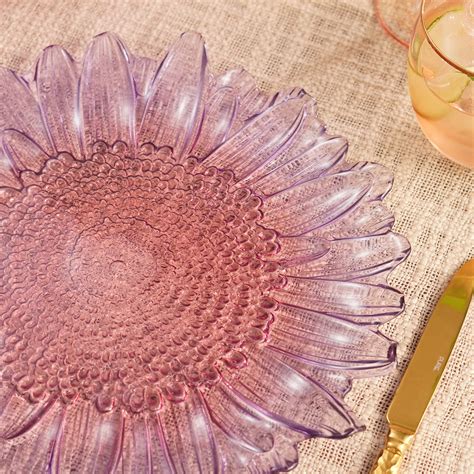 Shop Set of 2 Pink & Purple Ombre Gerbera Glass Dinner Plates - at Best ...