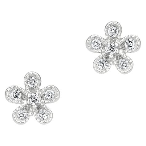 Cartier Flower Diamond White Gold Stud Earrings at 1stDibs | cartier ...