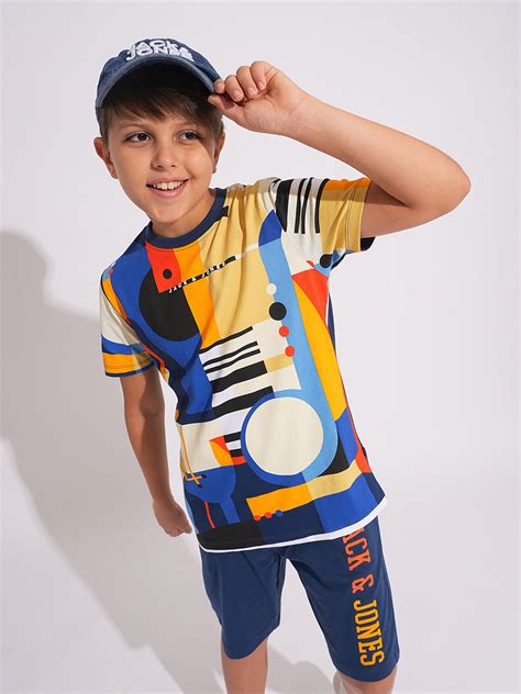 Boys Blue Printed Co-ord Set T-shirt
