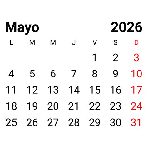 Hình ảnh Lịch Tây Ban Nha Hàng Tháng Năm 2026 Vectơ PNG , Lịch Tây Ban Nha Hàng Tháng Năm 2026 ...