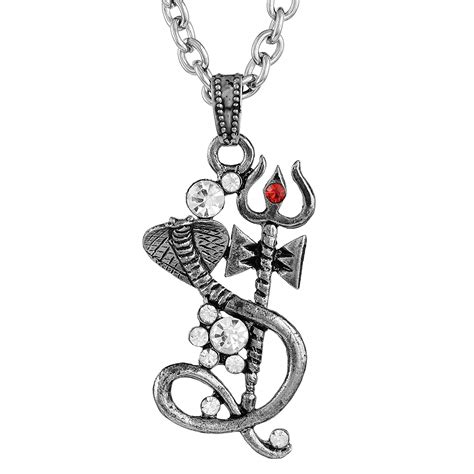 Buy Morir Silver Plated CZ Studded Lord Shiva Mahadev Symbols Nagdev ...