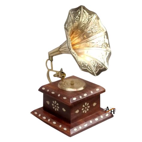 Buy Arsh Handicrafts (Gramophone Wood and Brass Square Wooden Shisham ...