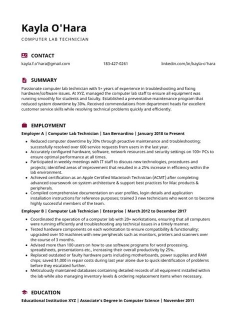 Image result for Computer Lab Assistint Resume
