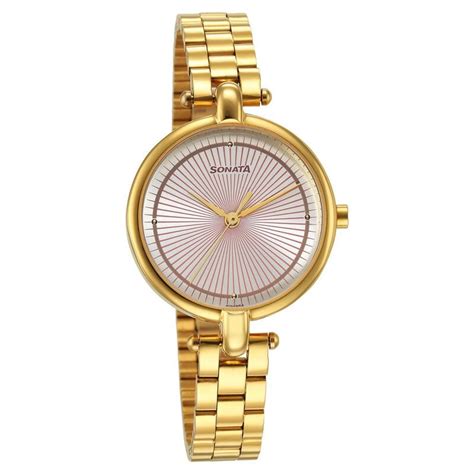 Buy Online Sonata Gold Edit Silver Dial Women Watch With Stainless ...