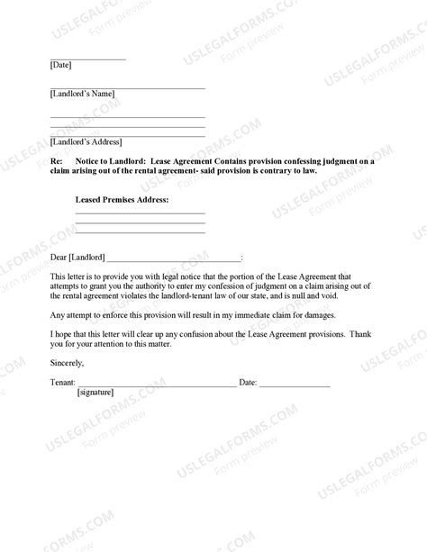 Letter from Tenant to Landlord - Lease Agreement containing provision ...