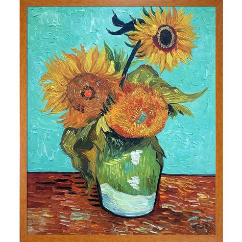 overstockArt Sunflowers, First Version by Vincent Van Gogh Framed Hand ...