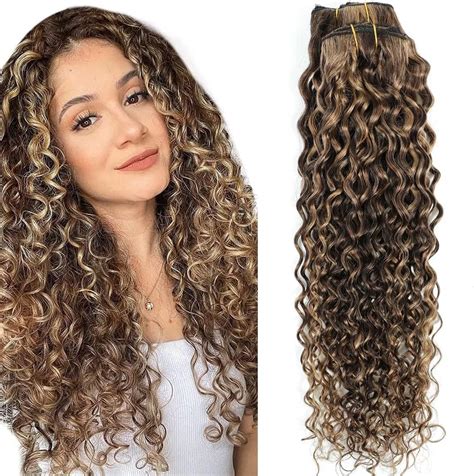 Amazon.com : Urbeauty Curly Clip in Extensions Remy Human Hair Brown ...