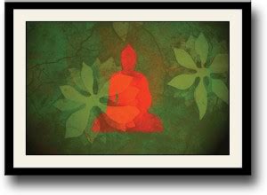 Red Buddha in green background Fine Art Print - Religious posters in ...