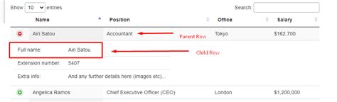 Image result for HTML/JavaScript DataGrid Child Rows