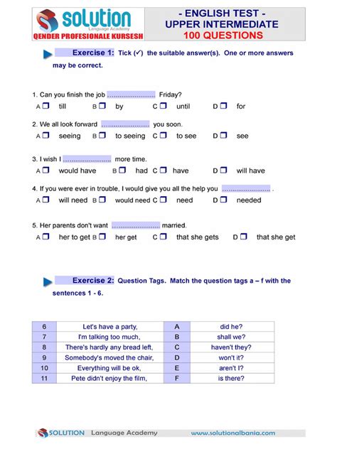 Image result for Upper Intermediate English Level Test