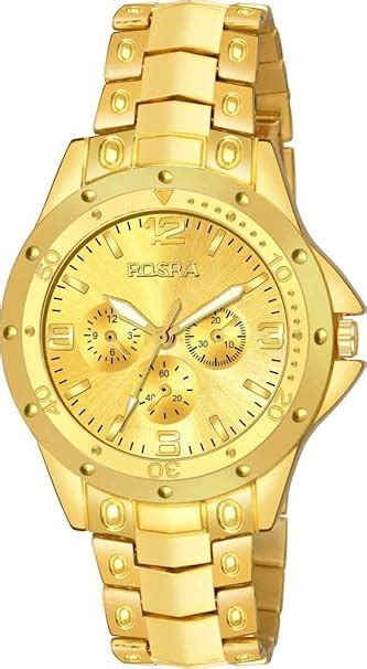 Buy ROSRA Analogue Men's Watch (Gold Dial Gold Colored Strap) at Amazon.in
