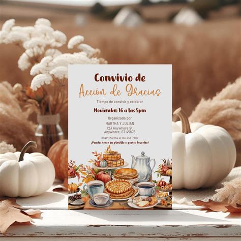 Spanish Friendsgiving Potluck Invitation, Convivio De Acción De Gracias ...