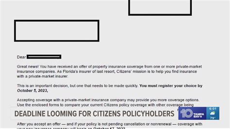Citizens Insurance letter needs response by Oct. 10 | wtsp.com