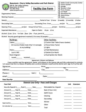 Fillable Online 2014 Facility Use Form multiple Fax Email Print - pdfFiller