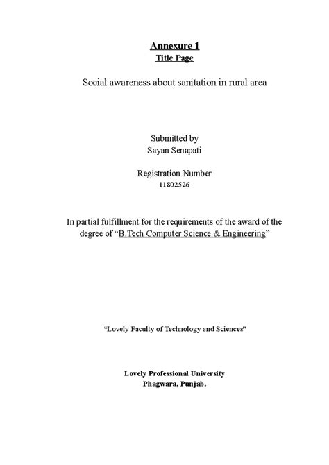 Mgn report obje - Annexure 1 Title Page Social awareness about ...