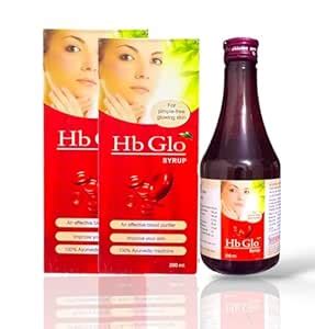 Buy HB GLO Ayurvedic Blood Purifier Syrup For Free Glowing Skin, With ...