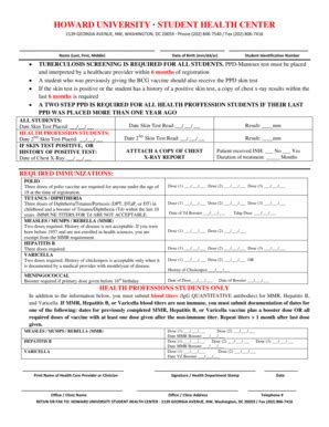 Fillable Online howard Immunization Forms (2) - howard Fax Email Print ...
