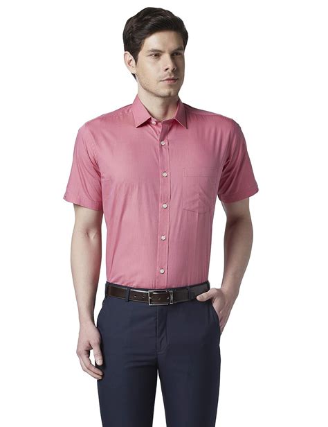 Park Avenue Solid Medium Red Coloured Cotton Shirt (Size:- 40 ...