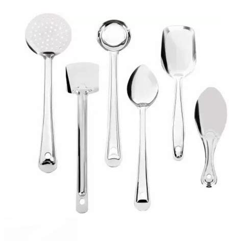 Stainless Steel Multipurpose Serving Spoon Set for Kitchen (6 Pieces ...