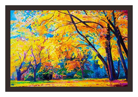 Mad Masters Yellow Trees. Modern Art. 1 Piece Wooden Framed Painting ...