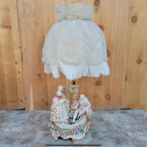 Vintage Victorian Italian Capodimonte Porcelain Table Lamp with Shade ...