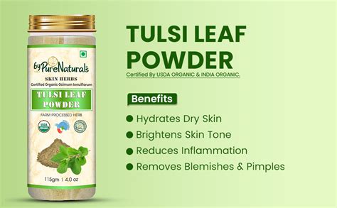 byPureNaturals 100% Natural Organic Tulsi Leaf Powder for Skin and Hair ...