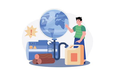 concepto de ilustración de agotamiento de recursos naturales sobre ...