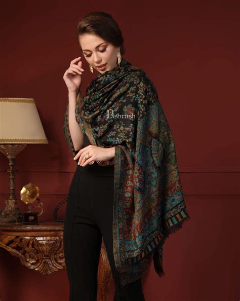 Pashtush Women Multi-Coloured Pure Wool Woven Design Ethnic Stole ...