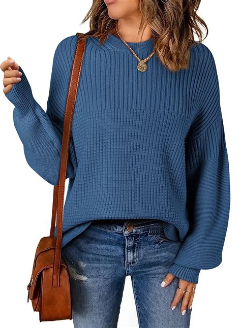 Eytino Womens Sweater Solid Cable Knit Pullover Sweaters Casual Long ...