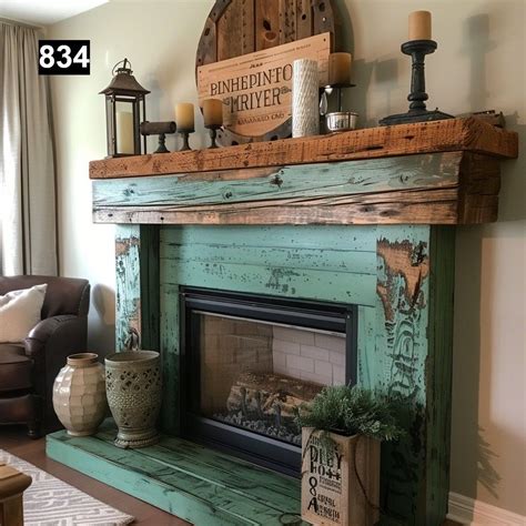 Rustic Charm: Distressed Colored Reclaimed Wood Beam Fireplace Mantels ...